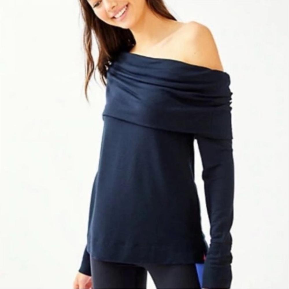 Lilly Pulitzer Navy Off-Shoulder Sweater